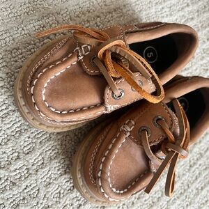 Brown Leather Kids Boat Shoes
